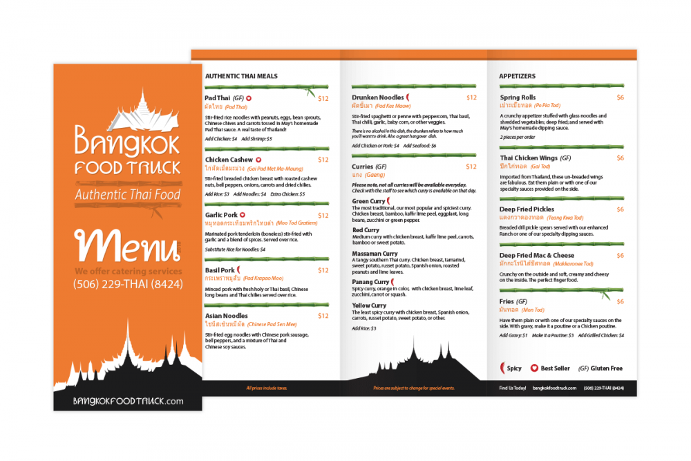 Bangkok Food Truck - Take-out Menu Bangkok Food Truck - Take-out Menu