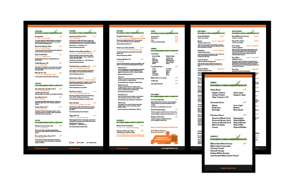 Bangkok Food Truck - Restaurant Menu Bangkok Food Truck - Restaurant Menu
